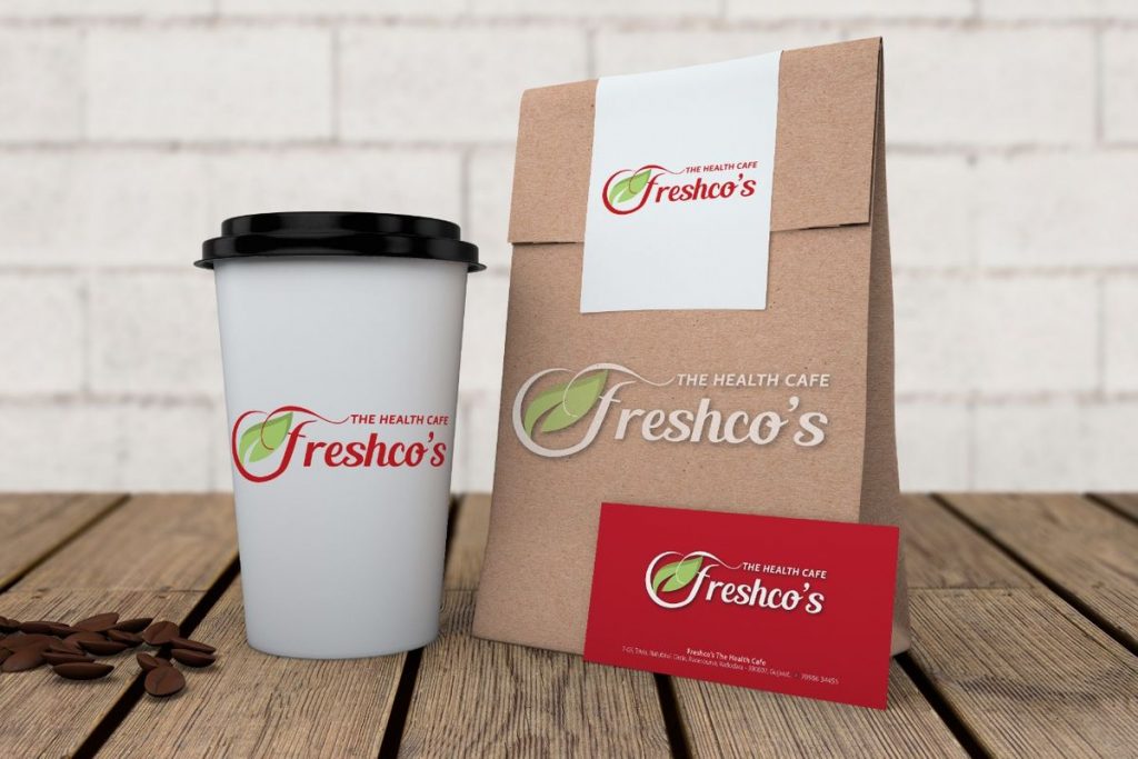 Cafe and restaurant parcel bag and juice cup design
