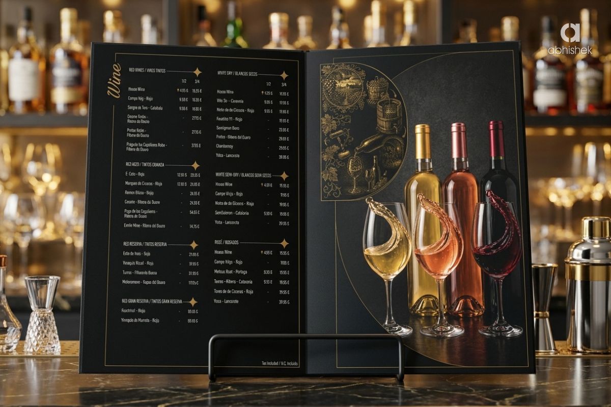 Luxury Bar & Wine Menu Design for Hotel & Restaurant