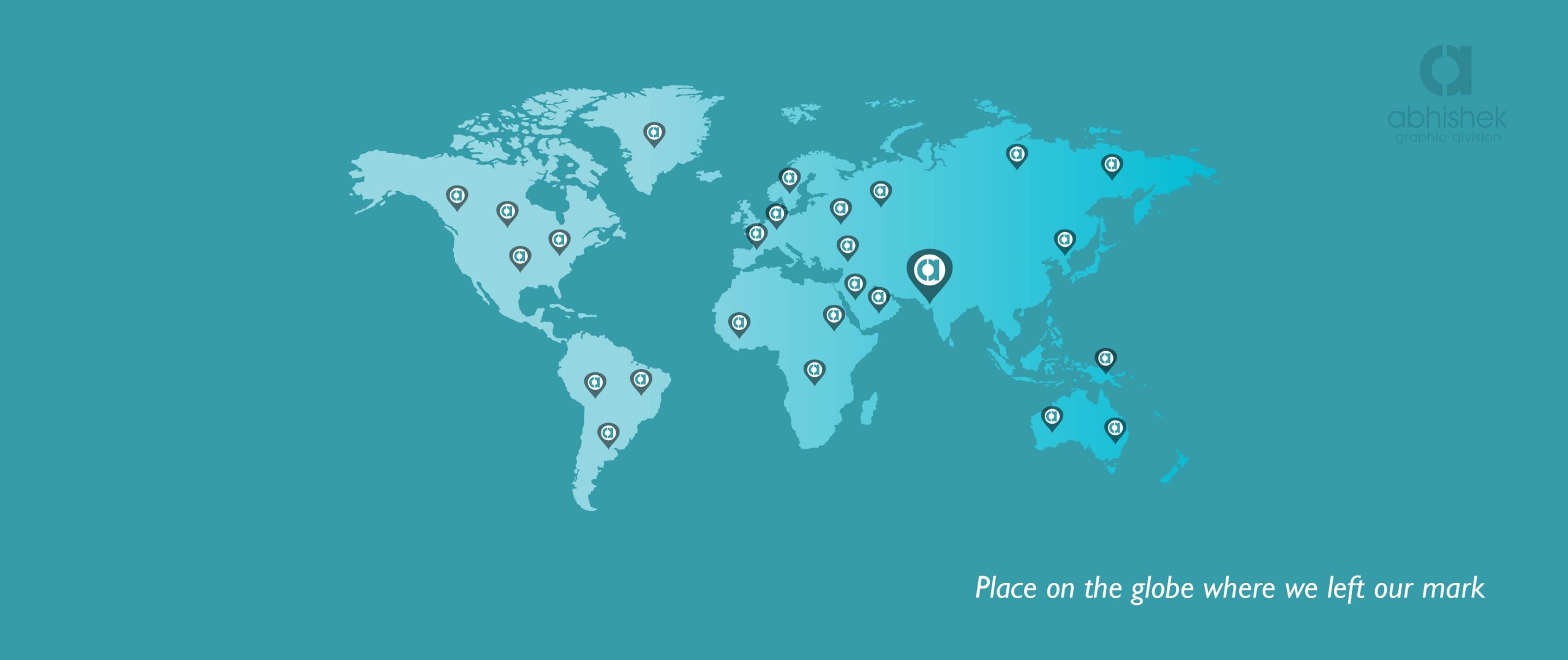 global presence map of Abhishek Graphics graphic design agency serving international clients